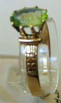 9K Gold, Genuine Peridot Ring.