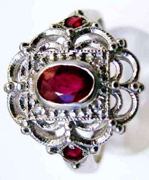 9K Solid Gold, Genuine Rubies and Diamonds  Ring.