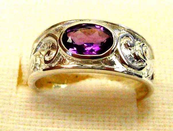 Big, Bold, Sterling Silver and Genuine Amethyst Ring.