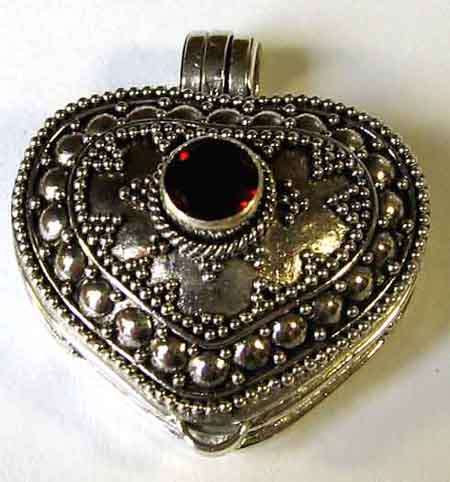 Sterling Siver and Garnet, locket- Pendant
