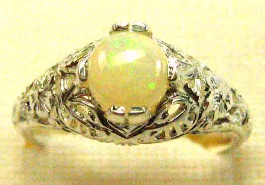 Lovely, Sterling Silver  and  Genuine Opal  Ring.