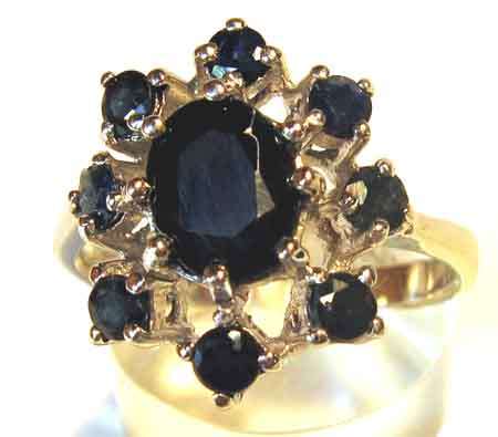 Pretty, Sterling Silver and Genuine Blue Sapphires Ring.