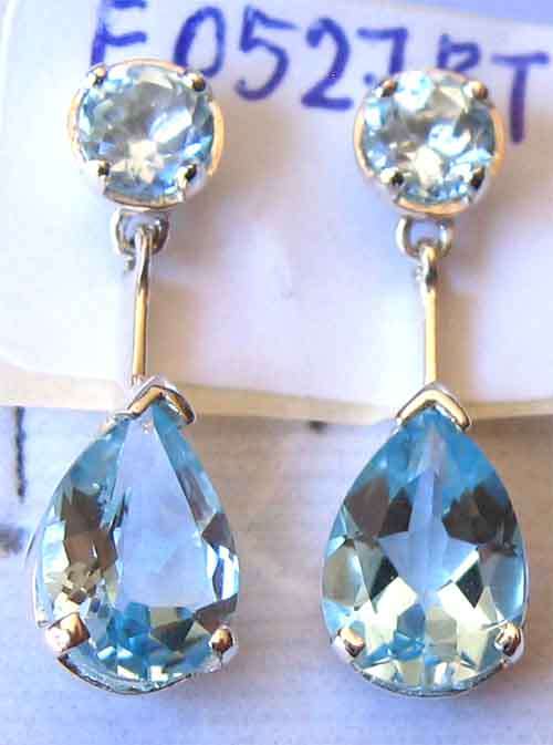 Solid 925 -Sterling silver  and  Genuine Sky Blue Topaz  Earrings