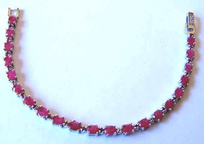 Solid 925 -Sterling Silver and Rubies Bracelet