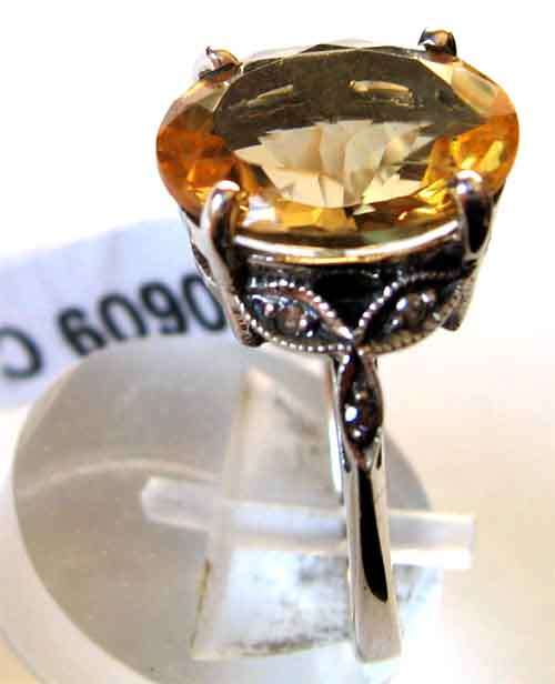 New - Genuine Citrine and Diamonds Ring.