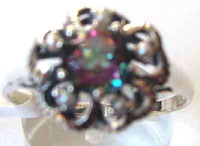 New -Sterling silver, Seed pearls and Topaz Ring