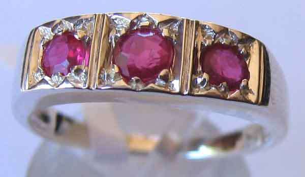 Solid 925 -Sterling Silver & Genuine Rubies  Ring.