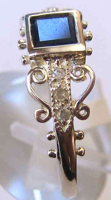 New  -Sterling Silver and Genuine Sapphire & Diamonds   - Ring