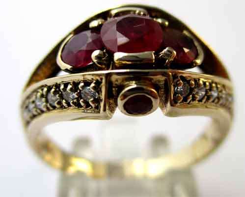 Genuine Rubies and Diamonds in  9ct Yellow  Gold Ring