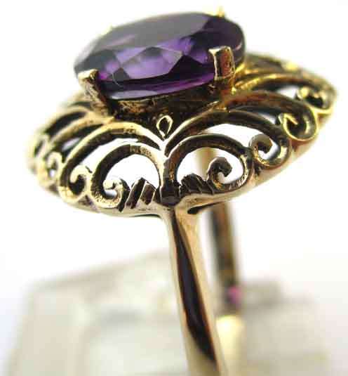 9ct Solid Yellow Gold and Genuine Amethyst Ring