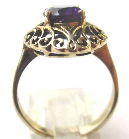 9ct Solid Yellow Gold and Genuine Amethyst Ring