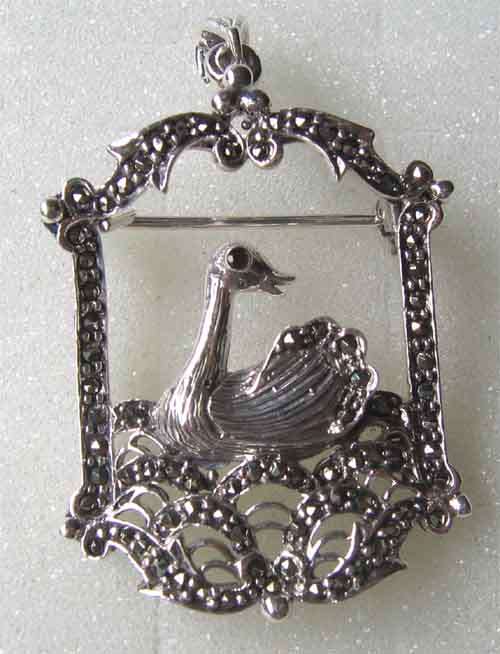 Beautiful Sterling Silver , Marcasite Brooch and Pendant [ 2 in one]