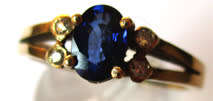 Beautiful 9ct Solid Gold, Genuine Blue Sapphire & Diamonds  Ring