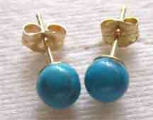 14 ct Solid Yellow Gold and Genuine Turquoise Earrings