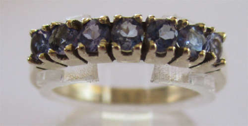 Genuine Tanzanite Eternity Solid  9ct.Yellow  Gold Ring