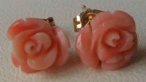14ct Yellow Gold and Pink Coral Earrings