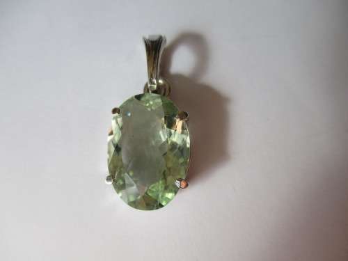 925 Sterling Silver and Green Amethyst Pendant