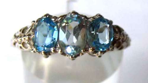 9ct Solid  Gold and Blue Topaz Ring