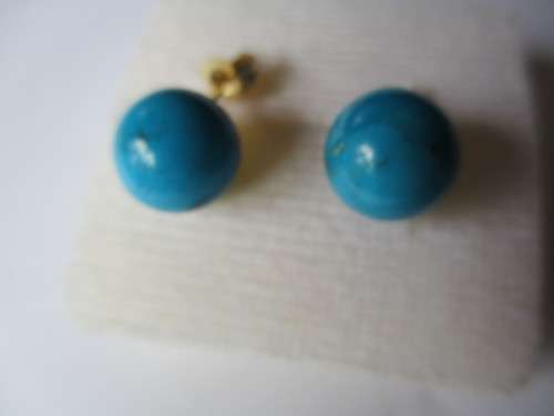 14ct Solid Yellow Gold and Genuine Turquoise Earrings