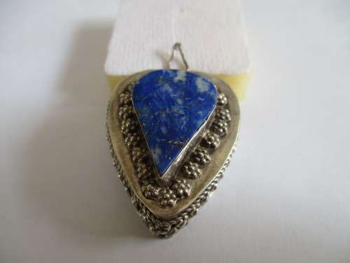 925 Sterling Silver and Lapis Lazuli Ornated Lidded Box / Pendant