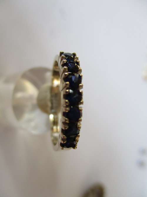 Genuine Blue Sapphires eternity  9ct White Gold Ring