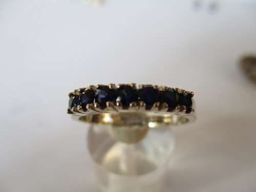 Genuine Blue Sapphires eternity  9ct White Gold Ring