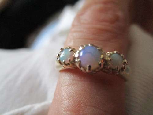 Genuine Solid Opals in 9Ct Yellow Gold Ring