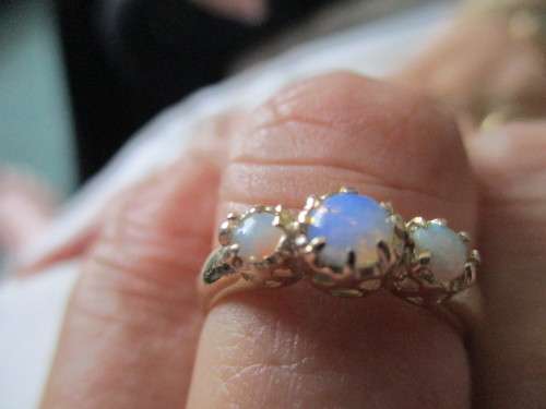 Genuine Solid Opals in 9Ct Yellow Gold Ring