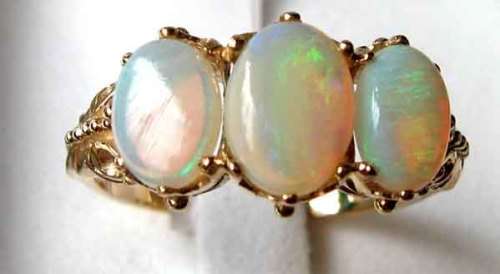 9ct Yellow Gold and Genuine Australian Opals Ring