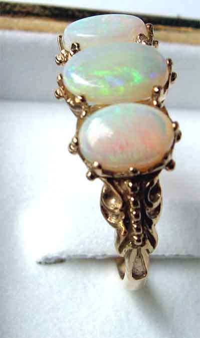 9ct Yellow Gold and Genuine Australian Opals Ring