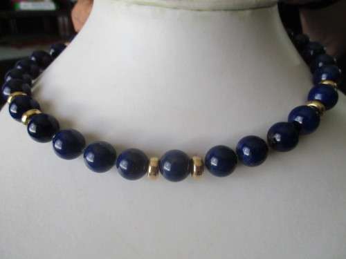 Genuine Lapis Lazuli Necklace & 14 ct Gold Clasp and Spaces
