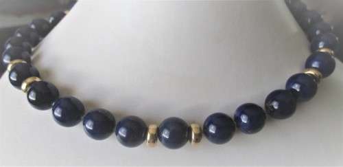 Genuine Lapis Lazuli Necklace & 14 ct Gold Clasp and Spaces