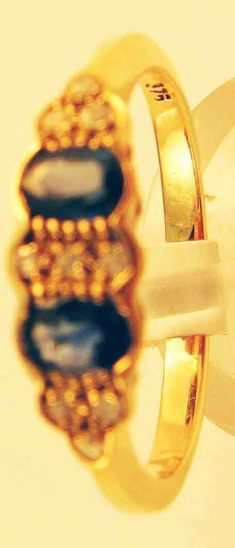 Genuine Blue Sapphires and Diamonds in 9ct Solid Yellow Gold Ring