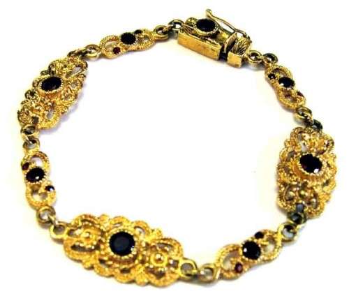 Solid 9ct Yellow  Gold and Genuine  Garnets Bracelet