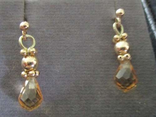 9ct Gold and Genuine Citrine Earrings