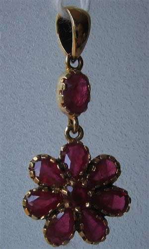 Genuine Rubies in 9ct Yellow Gold Pendant