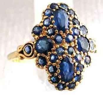9 ct Solid Yellow Gold and Genuine Blue Sapphires 2.32 carat  Ring