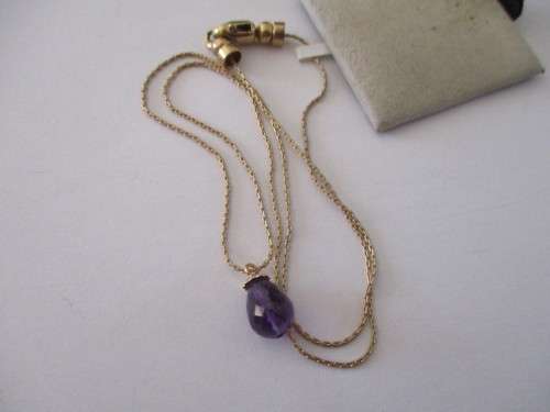 9ct Yellow Solid Gold Chain and Amethyst Gold Pendant