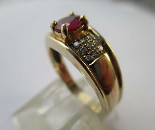 9ct Yellow Gold,  Rubies and Diamonds Ring
