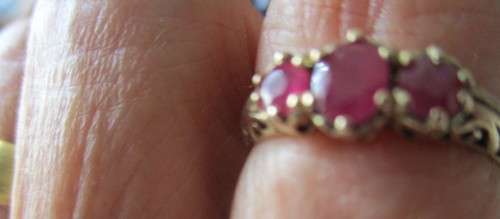 Solid 9ct Yellow Gold and Genuine Rubies Ring