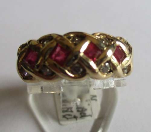 Genuine Rubies and Diamonds in 9 ct Yellow Gold Ring