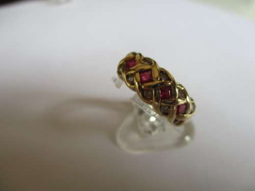 Genuine Rubies and Diamonds in 9 ct Yellow Gold Ring