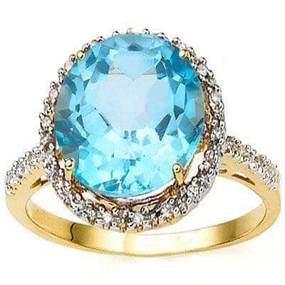 Amazing 5.26Ct. Blue Topaz and Genuine Diamonds in 10K Gold Ring