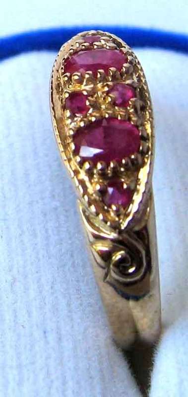 Genuine Rubies  in 9ct Solid Yellow Gold Ring