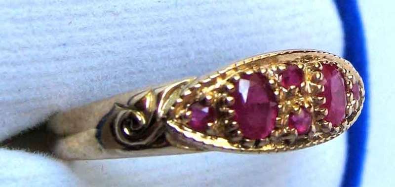 Genuine Rubies  in 9ct Solid Yellow Gold Ring