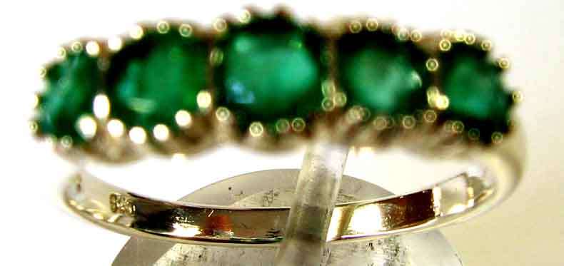 Sterling Silver and Genuine Emeralds - Eternity Ring