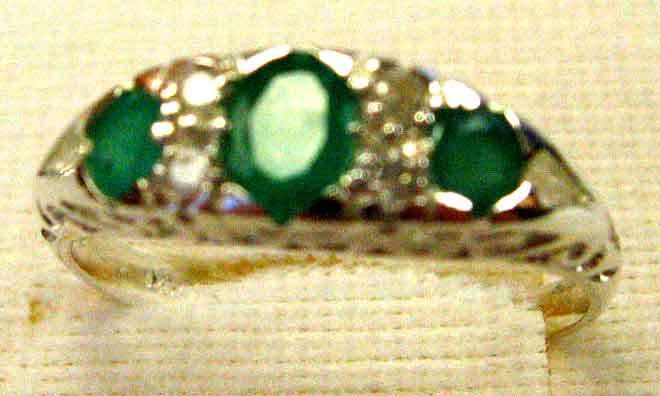 Beautiful Sterling Silver with Genuine Emeralds and Diamonds Ring.