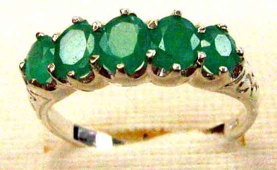Beautiful Sterling Silver and Genuine Emeralds Ring.