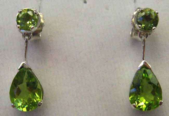 Bright -Genuine Peridot  Earrings in Silver.