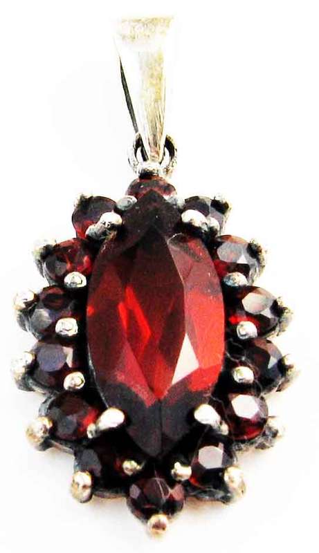 Superb, Sterling Silver and Genuine Garnets Pendant,